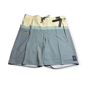 Depactus Echo Charlie Board Shorts Size 38 Blue Striped Surf Stretch Beach‎ BNWT